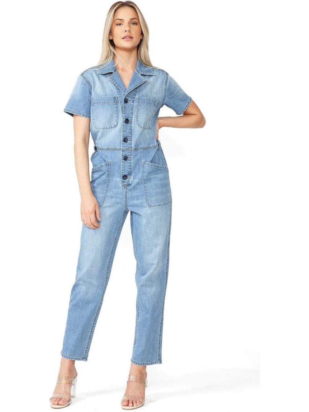 Chic Women's Aviator Utility Denim Jumpsuit | Stylish Casual Outfit for Every